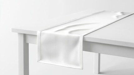 White Table Runner on White Table.