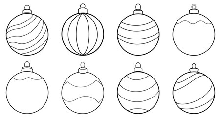Christmas ball icon. Set of Christmas balls. Christmas ball icons in flat linear design. Vector illustration.