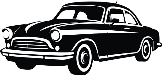 classic car silhouette vector on white background