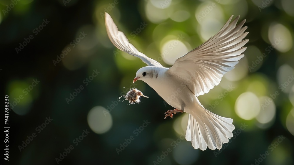 Poster close-up of a bird catching prey in flight, with sharp focus on the bird and its environment