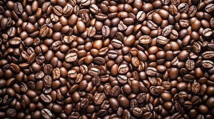 Obraz premium Lots of coffee beans. Coffee background. Professional close-up photo of coffee beans texture, minimalistic, bold color