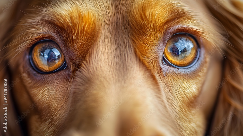 Poster captivating close up portrait of a cocker spaniel puppy s expressive and curious eyes with ample cop
