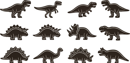 Naklejka premium Dinosaur Icon Set PNG Transparent