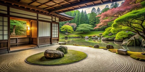 Obraz premium Japanese Zen Serenity: Minimalist, natural, serene, harmonious, earthy