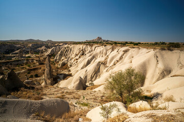 Stunning Landscape Of Cappadocia Rock Formations Under Clear Sky