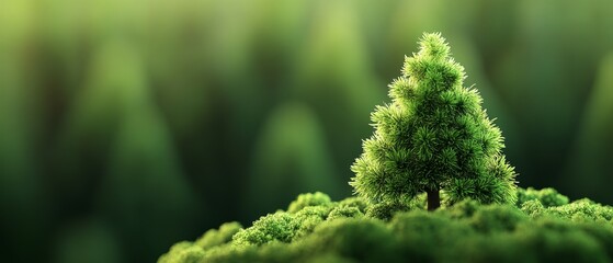 Ecofriendly forest, CO2 reduction through conservation, 3D illustration