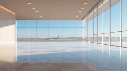 Fototapeta premium Opulent Airport Lounge, spacious seating areas, elegant decor, warm ambiance, inviting atmosphere, designed for comfort and relaxation, ideal for travelers seeking tranquility.
