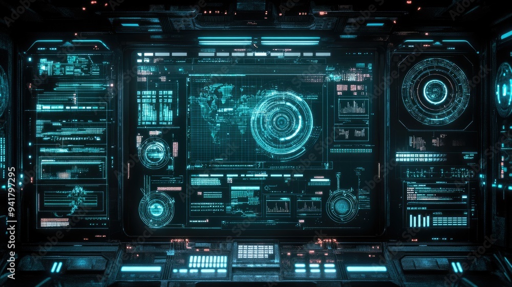 Poster top view of a robotic process automation (rpa) dashboard, with space for copy text.