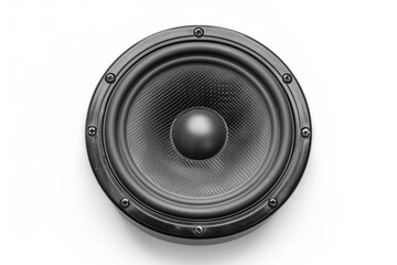 A detailed view of a speaker on a white background, suitable for presentations and product designs