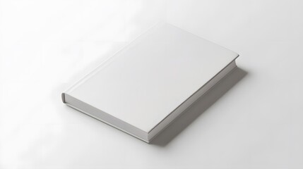 Fototapeta premium Minimalist Notebook: A closed, plain white notebook with a smooth cover, lying flat on a white background, with subtle shadowing for a clean aesthetic. 