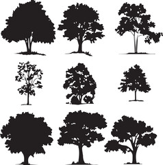 Set of Trees Silhouettes