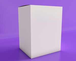Naklejka premium Template white cardboard package box for cosmetic products isolated on purple background. Mock up for your design.