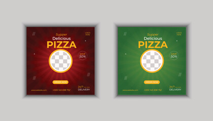 Pizza social media post template design.