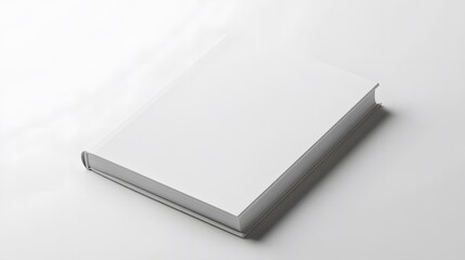 Minimalist Notebook: A closed, plain white notebook with a smooth cover, lying flat on a white background, with subtle shadowing for a clean aesthetic.
