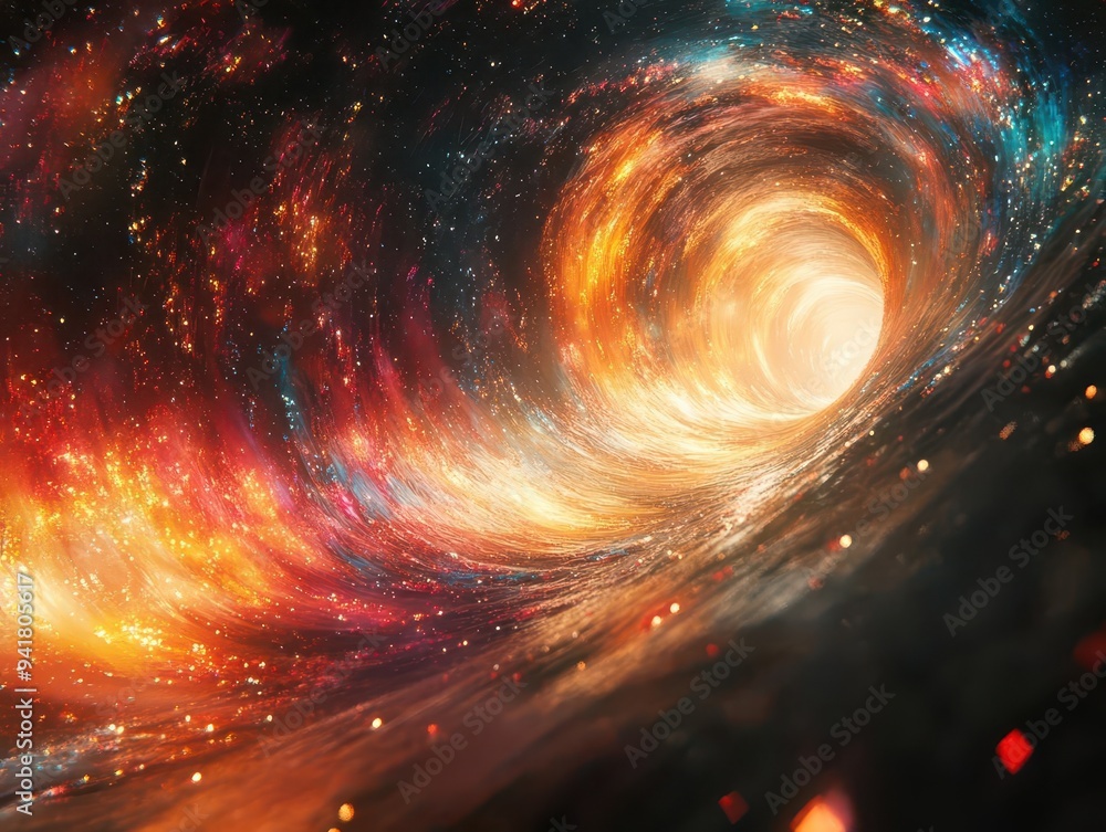 Wall mural glitching reality portal fractal patterns breaking through dimensional barriers vivid colors swirlin