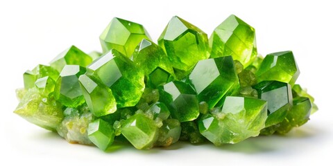 Close-up of Green Demantoid Garnet Crystals, Gemstone , Green Gem , Mineral , Crystal