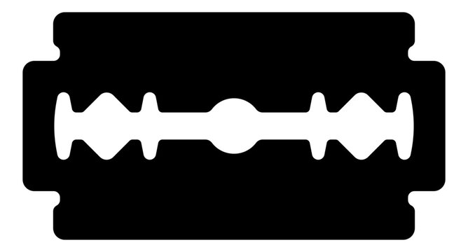 recommend clip art: black silhouette of razor blade without background
