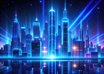 Metropolis Pulse: Neon, Urban, Futuristic, Electric Blue, Vibrant