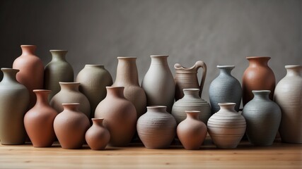 Collection of traditional ceramic pottery on display.