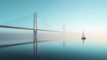 Obraz premium The iconic Vasco da Gama Bridge in Lisbon, with room for copy in the clear sky