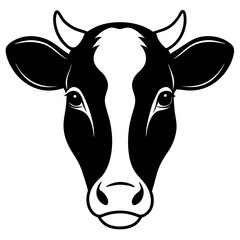 Cow head minimal logo vector, cow silhouette illustration