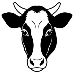 Cow head minimal logo vector, cow silhouette illustration