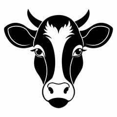 Cow head minimal logo vector, cow silhouette illustration