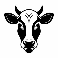 Cow head minimal logo vector, cow silhouette illustration