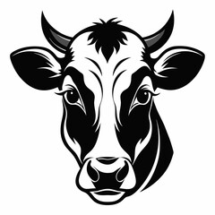 Cow head minimal logo vector, cow silhouette illustration