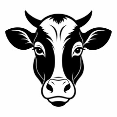 Cow head minimal logo vector, cow silhouette illustration