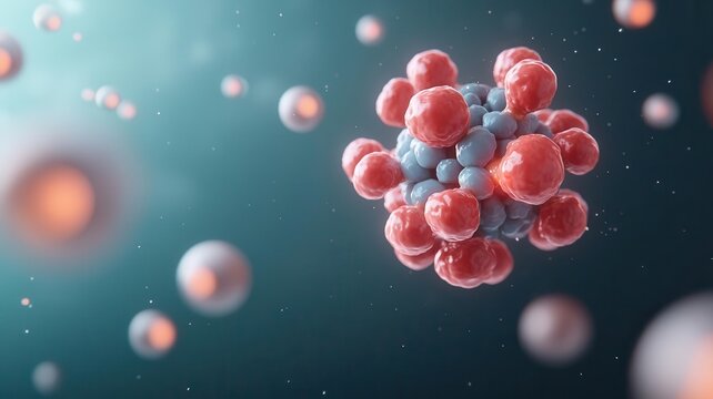 A close-up of a uranium nucleus just before it splits, surrounded by incoming neutrons, photorealistic, hyper-resolution, critical moment of fission