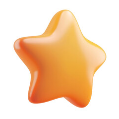 golden star 3d render icon isolated on transparent background cutout