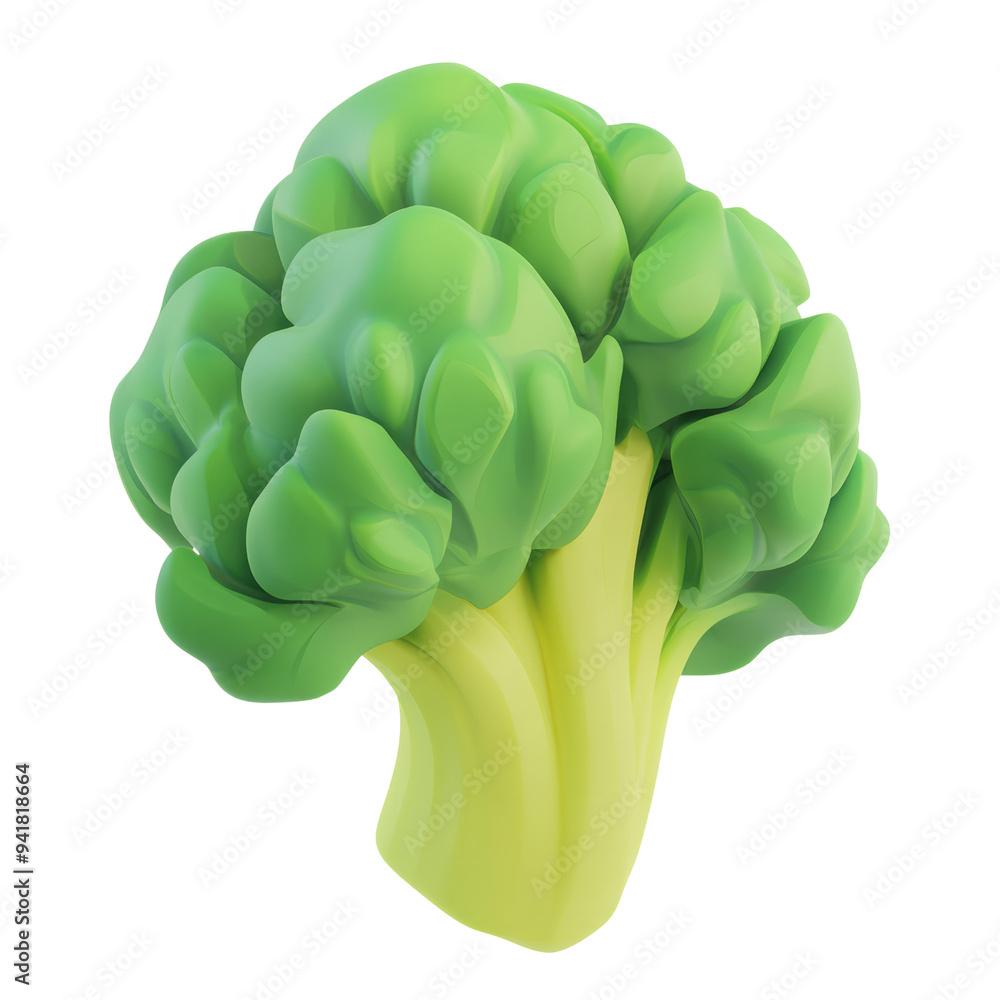 Poster broccoli 3d render icon isolated on transparent background cutout