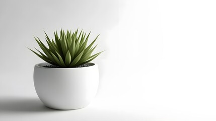Fototapeta premium Simple Plant Pot: A small, plain white plant pot with a minimalist design, placed on a white background with soft, natural shadows. 