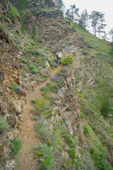Hiking girl in the mountain