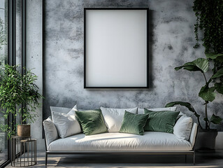 "Photo frame in green living room" - Picture room, Mockup