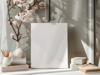 "Picture frame with spring space, cherry blossoms" - Mockup, Photo frame