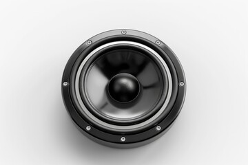 A close-up view of a speaker on a white surface, perfect for presenting ideas or products