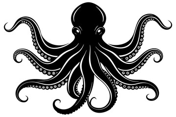 octopus silhouette, octopus icon vector illustration