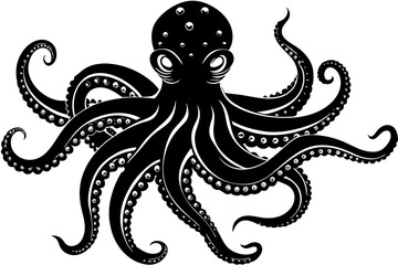 octopus silhouette, octopus icon vector illustration