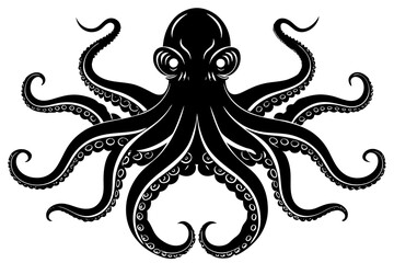 octopus silhouette, octopus icon vector illustration