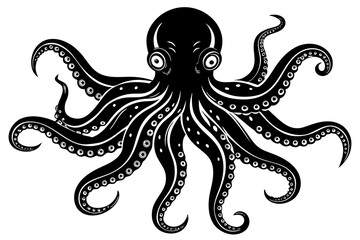 octopus silhouette, octopus icon vector illustration