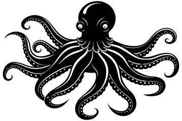 octopus silhouette, octopus icon vector illustration