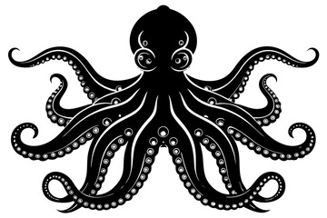 octopus silhouette, octopus icon vector illustration
