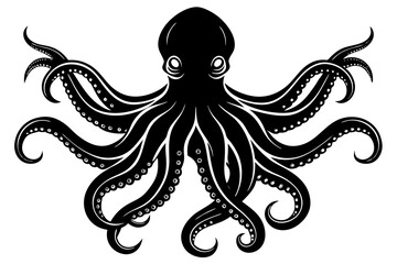 octopus silhouette, octopus icon vector illustration