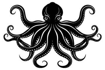 octopus silhouette, octopus icon vector illustration