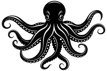 octopus silhouette, octopus icon vector illustration