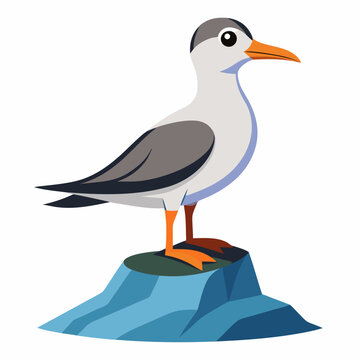 recommend clip art: Perched seabird on rocky silhouette vector illustration