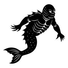 Side View Creature with Legs Swimming Underwater vector