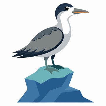 recommend clip art: Perched seabird on rocky silhouette vector illustration